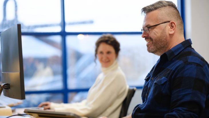 Steve and Caz working alongside each other