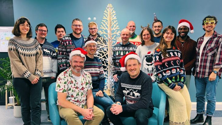 The Brightec Team wearing Christmas Jumpers