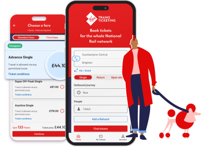 A case study image showing the Virgin Trains Ticketing app