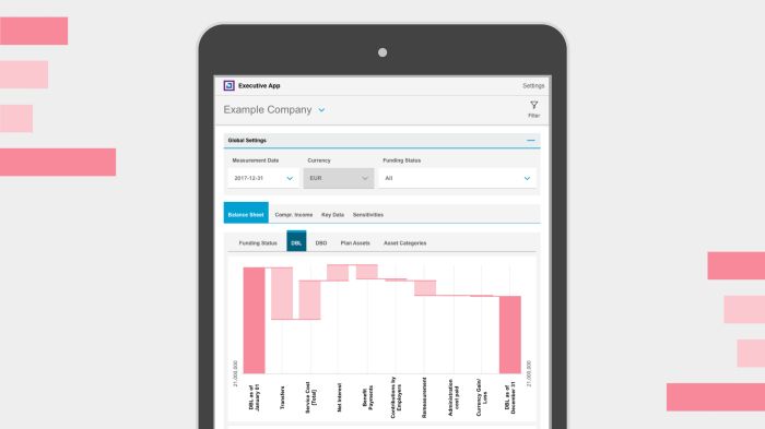 Willis Towers Watson Executive App screenshot of a balance sheet on iPad
