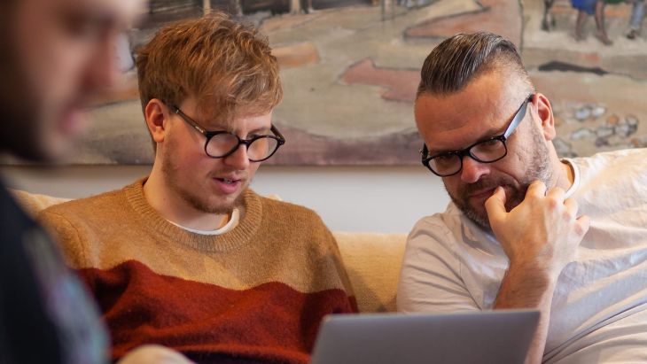 Photo of Rhys and Steve working together