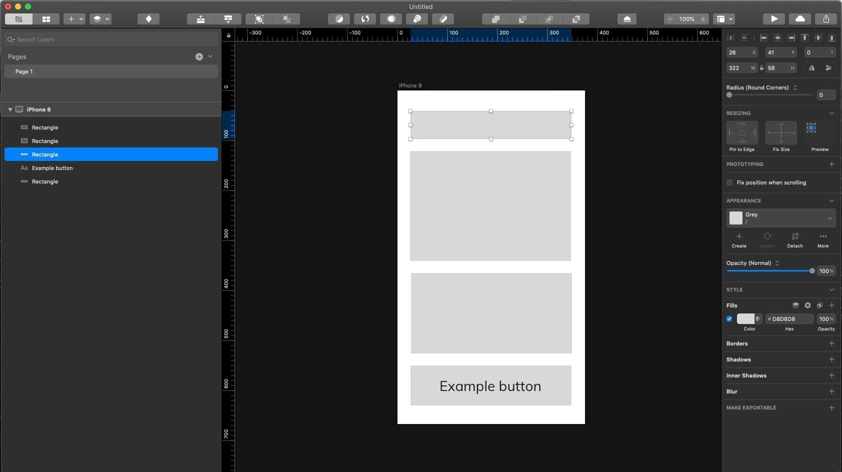 An example of how it looks to design with Sketch