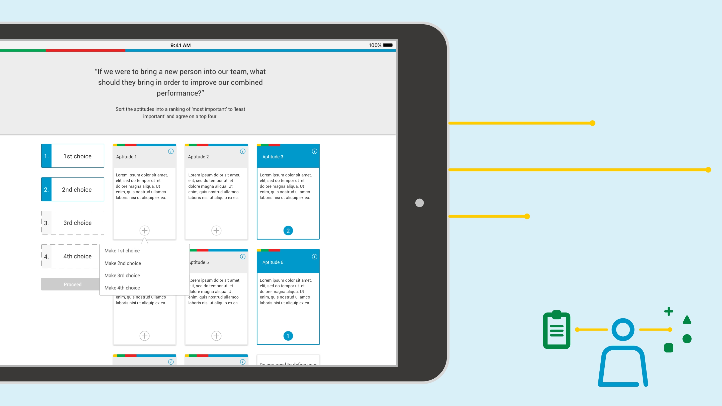 Legal and General Web App on a tablet showing the card selection