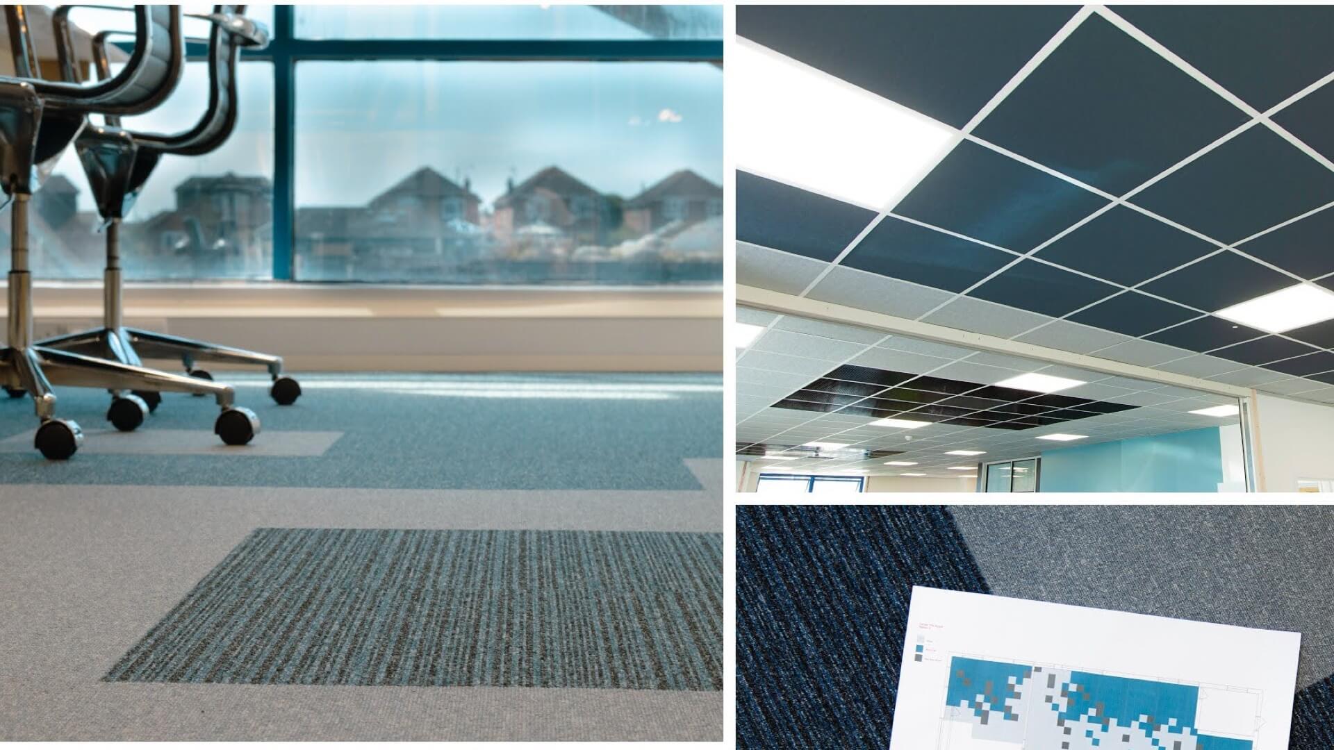 A collage of floor and ceiling tiles