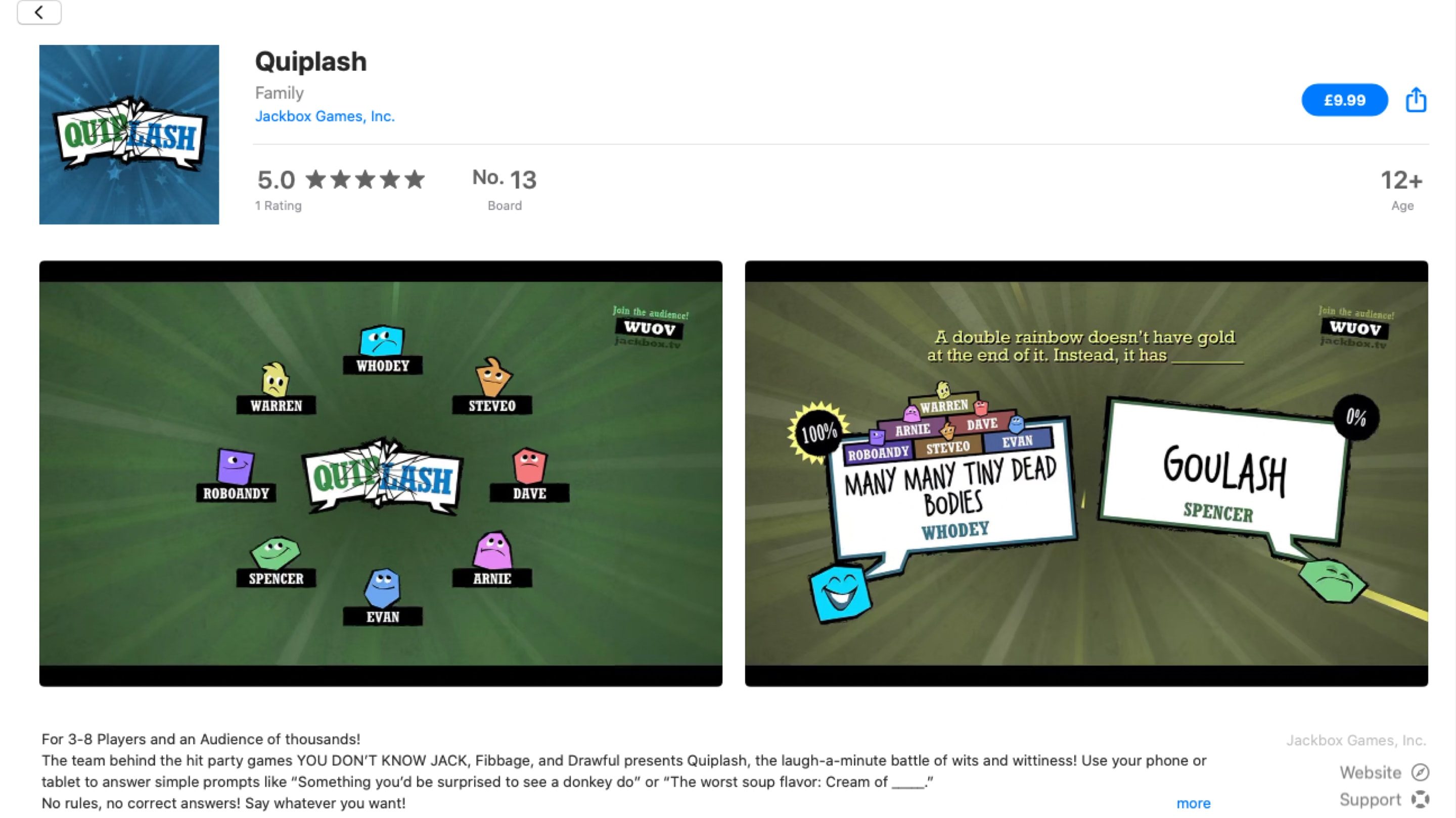 Screenshot of Quiplash on the Mac App Store