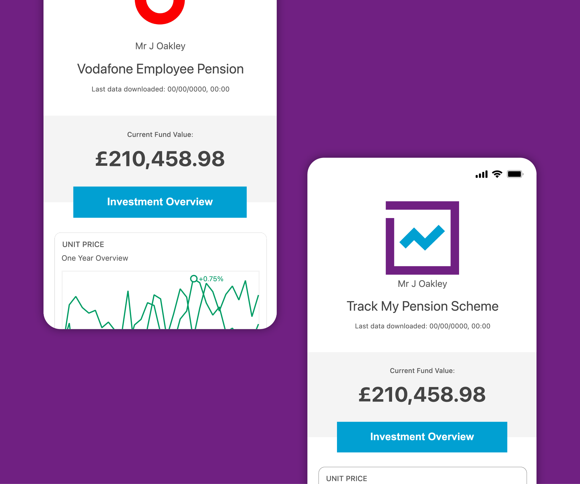 Track My Pension app screens cover image.