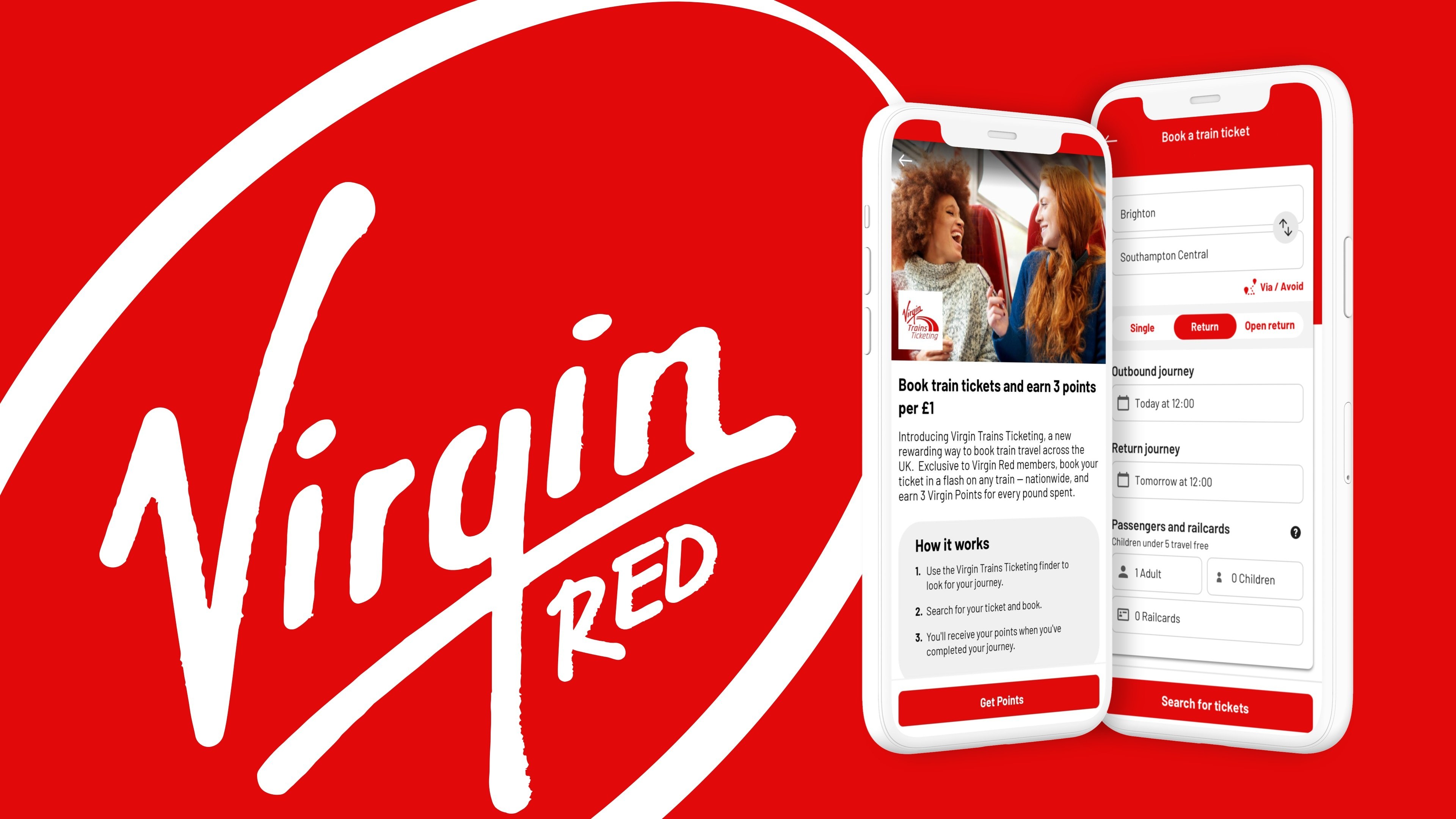 Virgin Red Listing Image showing logo and app screenshots